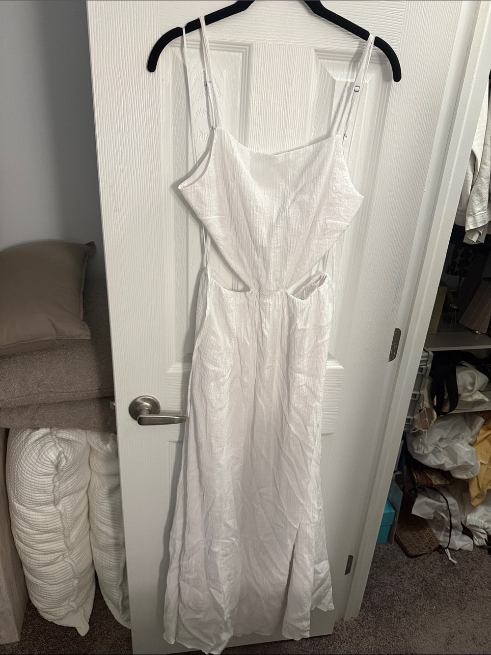 Abercrombie & Fitch White Maxi Dress with Side Cutouts